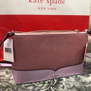 Kate Spade Lola Rose Pink Glitter small Crossbody Bag Valentines Day Gift ready!